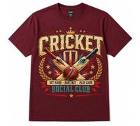 Galaxy Tees Hit Hard Run Fast Cricket Tee - Maroon - 5XL