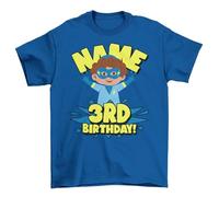 Galaxy Tees Kids Personalised Superhero 3rd Birthday T-Shirt with Childs Name On Gift Idea Royal Blue / 3-4 Years