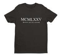 Galaxy Tees Men's 50th Birthday T Shirt for Birthday in 2025 1975 in Roman Numerals Est 1975 Black / 4XL