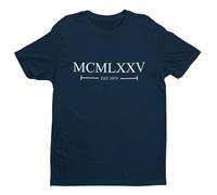 Galaxy Tees Men's 50th Birthday T Shirt for Birthday in 2025 1975 in Roman Numerals Est 1975 Midnight Navy Blue / 2XL