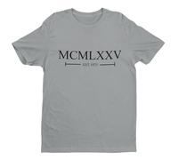 Galaxy Tees Men's 50th Birthday T Shirt for Birthday in 2025 1975 in Roman Numerals Est 1975 Silver Melange/M