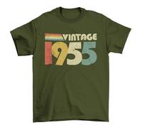 Galaxy Tees Men's 70th Birthday in 2025 T Shirt Vintage 1955 Gift Idea Novelty Present Up to 6XL Military Green/L