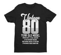 Galaxy Tees Mens 80th Birthday T Shirt Vintage 80 Year Old Model Funny Gift Idea Present Eighty Black M