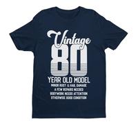 Galaxy Tees Mens 80th Birthday T Shirt Vintage 80 Year Old Model Funny Gift Idea Present Eighty Midnight Navy Blue XL