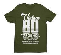 Galaxy Tees Mens 80th Birthday T Shirt Vintage 80 Year Old Model Funny Gift Idea Present Eighty Military Green M