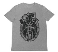 Galaxy Tees Mens American Choppers Custom Biker T Shirt Motorcycle Skull Classic American Flag Short Sleeved Silver Melange M