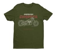 Galaxy Tees Mens Biker T Shirt American Chopper Custom Motorcycle Classic Vintage Motorbike Gift Short Sleeved Military Green 2XL