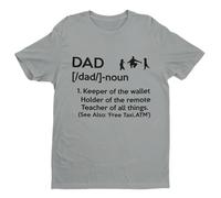 Galaxy Tees Mens DAD T Shirt Dad Dictionary Definition Short Sleeved Silver Melange L