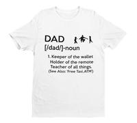 Galaxy Tees Mens DAD T Shirt Dad Dictionary Definition Short Sleeved White XL
