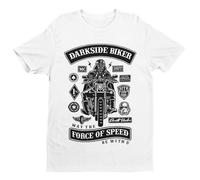Galaxy Tees Mens Darkside Biker T Shirt Short Sleeved White M