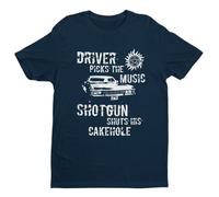 Galaxy Tees Mens Driver Picks The Music Shotgun Shuts Cakehole T Shirt Short Sleeved Midnight Navy Blue 5XL