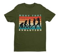 Galaxy Tees Mens Evolution of Muay Thai Funny T Shirt Short Sleeved Military Green M