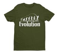 Galaxy Tees Mens Fishing T Shirt The Evolution of Fly Fishing Darwin Ape to Angler Dad Gift Idea Short Sleeved Military Green S