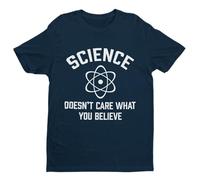Galaxy Tees Mens Funny Atheist T Shirt Science Doesn't Care What You Believe Short Sleeved Midnight Navy Blue L