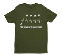 GALAXY TEES Mens Funny Biker T Shirt Gearshift Heartbeat One Down 4 Up (UK, Alpha, XL, Regular, Regular, Military Green)