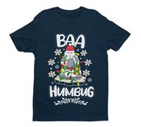 Galaxy Tees Mens Funny Christmas T Shirt Baa Humbug Short Sleeved Midnight Navy Blue 3XL