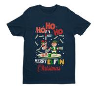 Galaxy Tees Mens Funny Christmas T Shirt Merry Elfin Xmas Short Sleeved Midnight Navy Blue 5XL