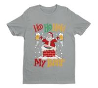 Galaxy Tees Mens Funny Christmas T Shirt Santa Ho Ho Hold My Beer Short Sleeved Silver Melange 6XL