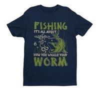 Galaxy Tees Mens Funny Fishing T Shirt It's All About How You Wiggle Your Worm Short Sleeved