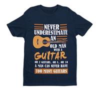 Galaxy Tees Mens Funny Never Underestimate an Old Man with A Guitar T Shirt Gift Idea Guitarist Short Sleeved Midnight Navy Blue 3XL