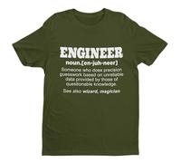 Galaxy Tees Mens Funny T Shirt Engineer Dictionary Definition Novelty Worker Staff Work Gift Idea Short Sleeved Military Green XL
