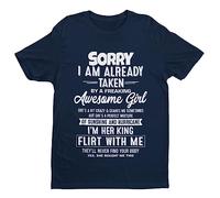 Galaxy Tees Mens Funny T Shirt Sorry I'm Already Taken by A Freaking Awesome Girl Short Sleeved Midnight Navy Blue M