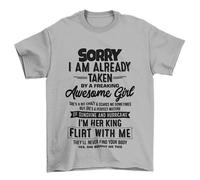 Galaxy Tees Mens Funny T Shirt Sorry I'm Already Taken by A Freaking Awesome Girl Short Sleeved Silver Melange L