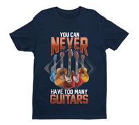 Galaxy Tees Mens Funny You Can Never Have Too Many Guitars T Shirt Guitarist Gift Short Sleeved Midnight Navy Blue 2XL