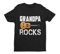 Galaxy Tees Mens Grandpa Rocks Funny Guitar T Shirt Short Sleeved Small - 6XL Black XL