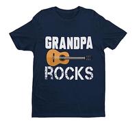 Galaxy Tees Mens Grandpa Rocks Funny Guitar T Shirt Short Sleeved Small - 6XL Midnight Navy Blue L