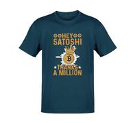 Galaxy Tees Men's Hey Satoshi Thanks a Million Bitcoin T-Shirt - Crypto Trader Tee Gift Idea Midnight Navy Blue/XL