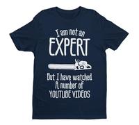 Galaxy Tees Mens I Am Not an Expert But I Have Watched A Number of YouTube Videos Funny T Shirt Short Sleeved Midnight Navy Blue XL