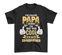 Galaxy Tees Mens I'm Called PAPA Because I'm Way Too Cool to Be Called Grandfather Funny T Shirt Short Sleeved Black L