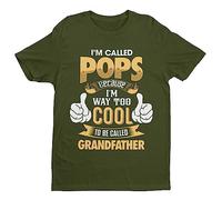 Galaxy Tees Mens I'm Called POPS Because I'm Way Too Cool to Be Called Grandfather Short Sleeved T Shirt Military Green XL