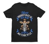 Galaxy Tees Mens Never Underestimate an Old Guy On a Motorcycle Biker T Shirt Dad Funny Gift Idea Short Sleeved Black M