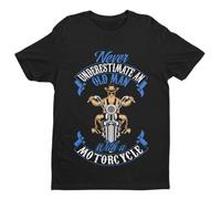 Galaxy Tees Mens Never Underestimate an Old Guy On a Motorcycle Biker T Shirt Dad Funny Gift Idea Short Sleeved Black 3XL