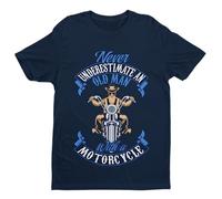 Galaxy Tees Mens Never Underestimate an Old Guy On a Motorcycle Biker T Shirt Dad Funny Gift Idea Short Sleeved Midnight Navy Blue 6XL