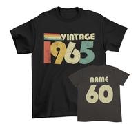 Galaxy Tees Men's Personalised 60th Birthday in 2025 T Shirt Vintage 1965 Name on Back Gift Idea Black / 3XL