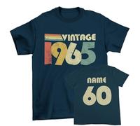 Galaxy Tees Men's Personalised 60th Birthday in 2025 T Shirt Vintage 1965 Name on Back Gift Idea Midnight Navy Blue / 3XL