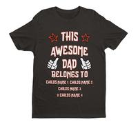 Galaxy Tees Men's Personalised Dad T-Shirt This Awesome Dad Belongs to Add Kids Names Gift Idea Black / 2XL