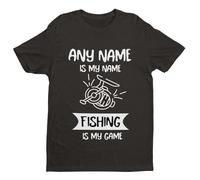 Galaxy Tees Men's Personalised Fishing T-Shirt Any Name is My Name, Fishing is My Game Gift Idea Black/M