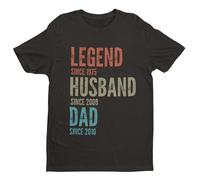 Galaxy Tees Men's Personalised Legend Husband Dad T-Shirt - Fully Customisable Text & Dates Black/M
