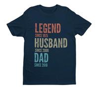 Galaxy Tees Men's Personalised Legend Husband Dad T-Shirt - Fully Customisable Text & Dates Midnight Navy Blue / 2XL