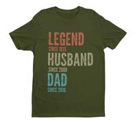 Galaxy Tees Men's Personalised Legend Husband Dad T-Shirt - Fully Customisable Text & Dates Military Green/L