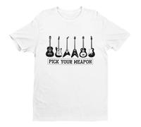 Galaxy Tees Mens Pick Your Weapon Guitar T Shirt Funny Musician Gift Idea Guitarist Player Funny Short Sleeved White XL