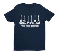 Galaxy Tees Mens Pick Your Weapon Guitar T Shirt Funny Musician Gift Idea Guitarist Player Funny Short Sleeved Midnight Navy Blue L