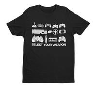 Galaxy Tees Mens Select Your Weapon Retro Gaming Controllers T Shirt Gaming Classic Gift Idea Top Short Sleeved Black 2XL