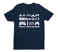 Galaxy Tees Mens Select Your Weapon Retro Gaming Controllers T Shirt Gaming Classic Gift Idea Top Short Sleeved Midnight Navy Blue M