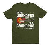 Galaxy Tees Mens Some Grandpas Play Bingo Real Grandpa Play Guitar Funny T Shirt Short Sleeved Military Green L