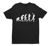 Galaxy Tees Mens The Evolution of Cricket T Shirt Ape to Man Darwin Funny Cricketer Gift Idea Short Sleeved Black 2XL